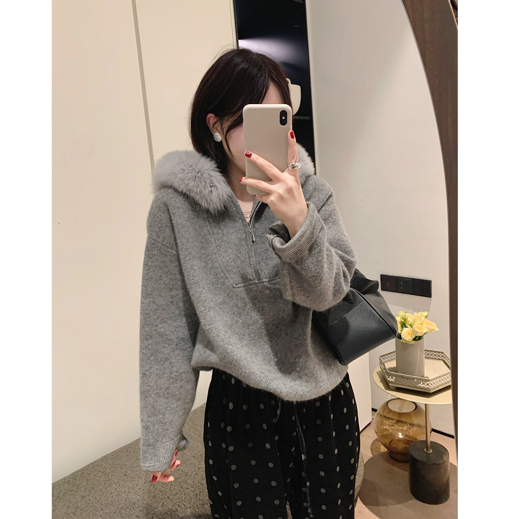 misslady高品质羊毛成分真毛领柔软毛衣女针织上衣秋冬新款气质潮