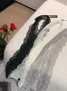 韩系蕾丝质感小丝巾围脖