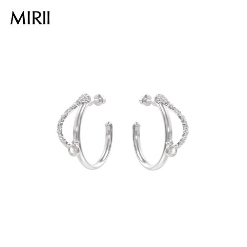 MIRII秘日白玛瑙月亮复古耳环
