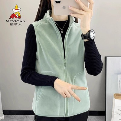 稻草人马甲加绒加厚摇粒绒抓绒衣