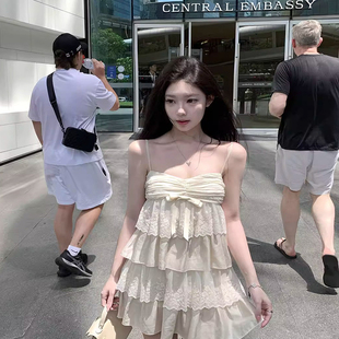 纯欲减龄蛋糕短裙 高级感温柔甜美多层蕾丝公主吊带连衣裙子女夏季