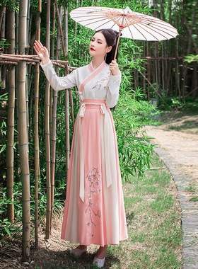 正品原创春夏新款古装汉服女改良中国风交领齐腰襦裙仙气日常学生