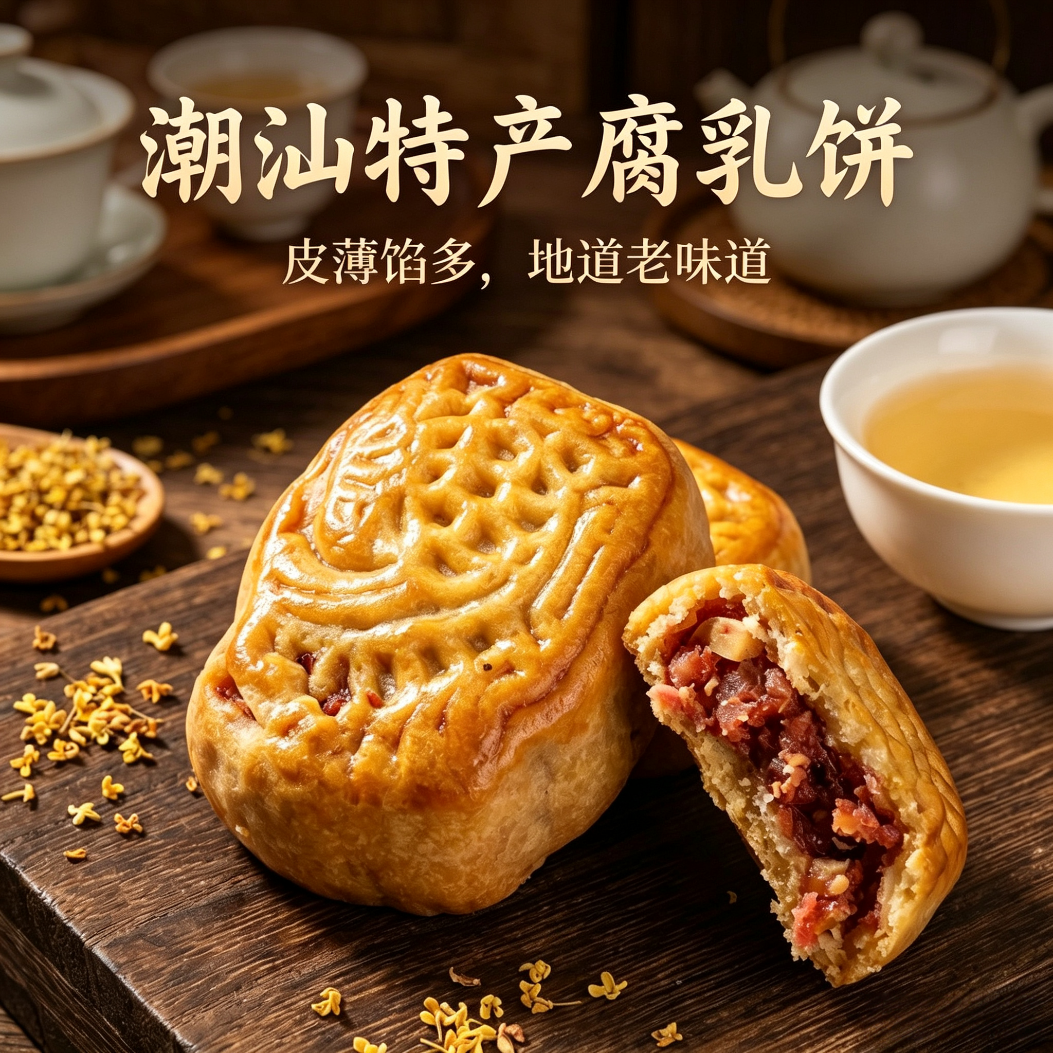 四季春广东潮汕特产老式腐乳饼咸香软糯潮汕茶点传统糕点袋装零食