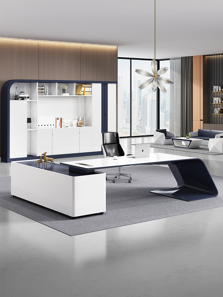 烤漆老板桌轻奢创意办公桌简约现代经理桌总裁办公大班台桌椅组合