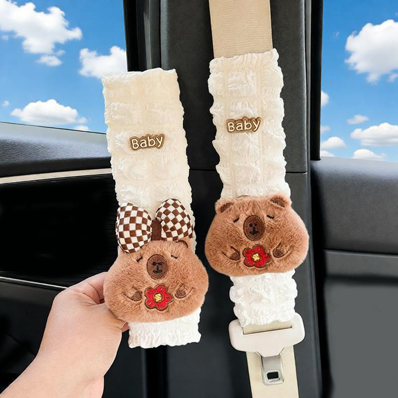 可爱卡通发财卡皮巴拉汽车安全带护肩套四季通用超软泡芙车内装饰,汽车用品/电子/清洗/改装,手刹套/档把套/套饰套装,淘宝优惠券,粉丝福利购,淘宝优惠卷