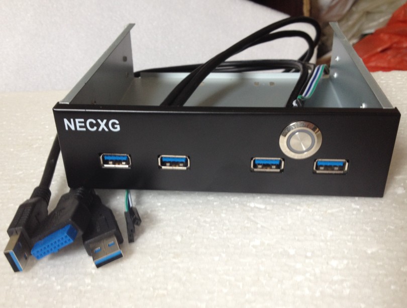 USB3.0前置面板 光驱位前置 4口 9针/19针转usb3.0兼容USB2.0