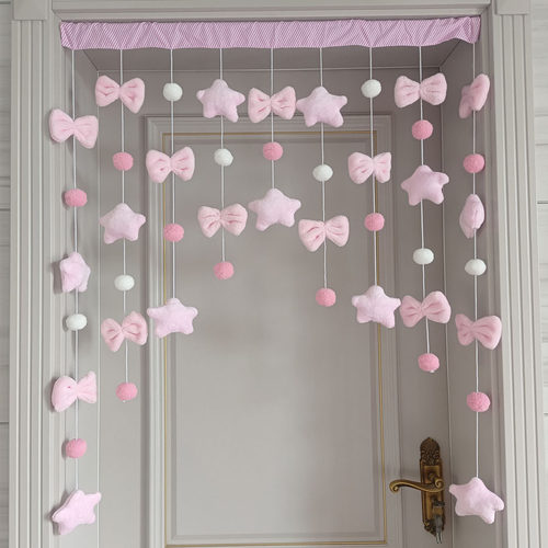 可爱少女心kt猫玫红蝴蝶结门帘