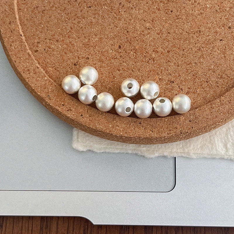 足银999磨砂古法圆珠手工编绳DIY串珠手链足银亚光散珠隔珠圆珠子