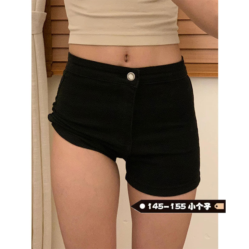 小个子夏季新款黑色短裤女弹力辣妹甜美清新百搭紧身牛仔显瘦热裤