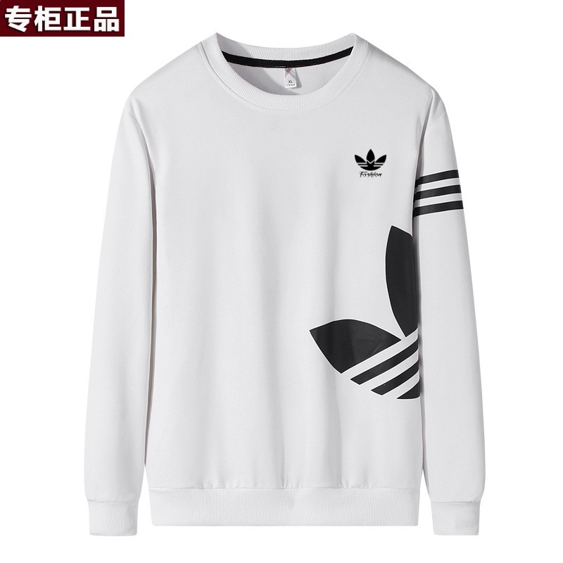 奥莱国际旗舰店唯品会秋季印花长袖T恤男青年春秋款卫衣圆领白色