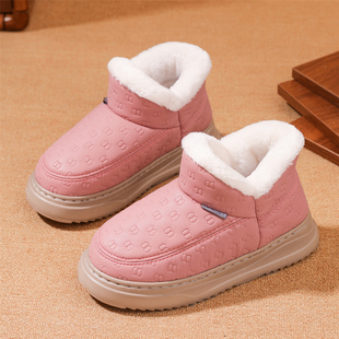 冬季加绒加厚保暖包跟棉拖鞋男女款防水皮面防滑厚底居家外穿棉鞋