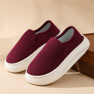 松糕厚底防滑软底透气吸汗单鞋 春夏中老年人男女款 休闲灯芯绒布鞋