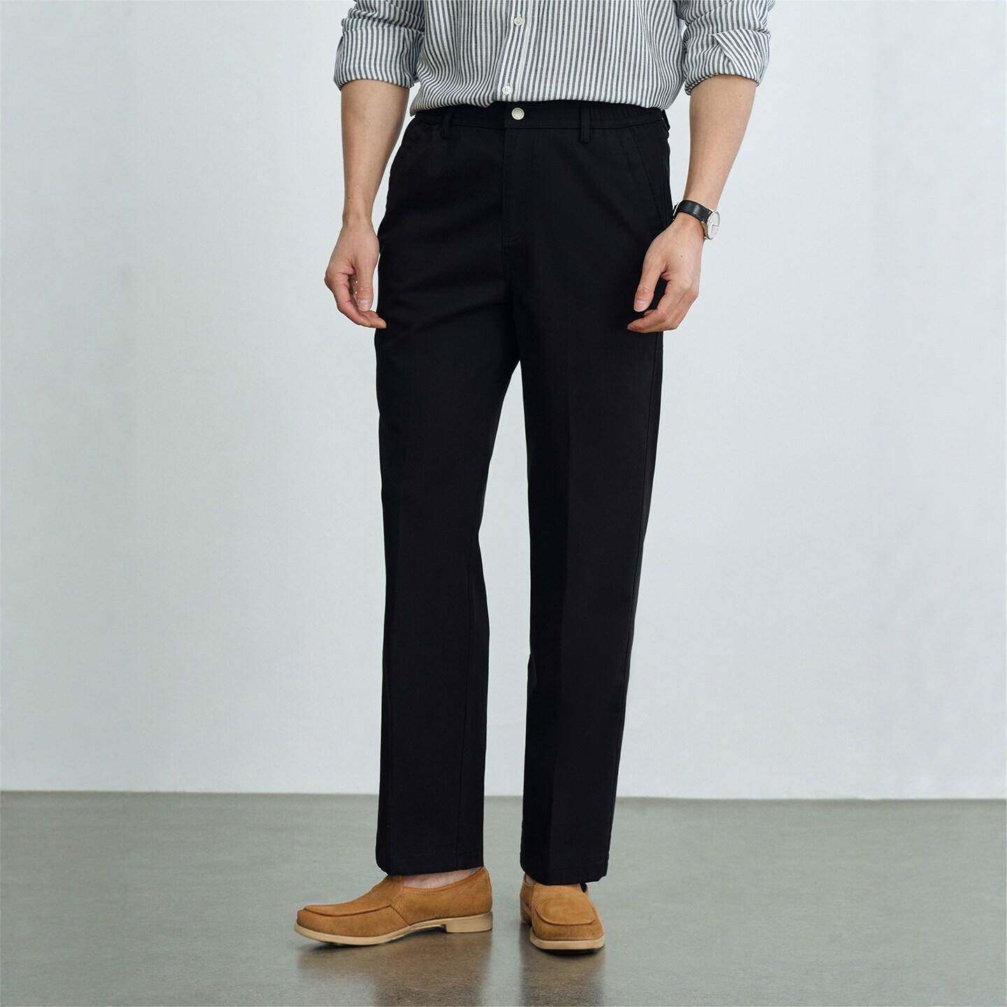 潮牌百搭棉质黑色休闲裤男士春夏时尚通勤商务日常直筒长裤子