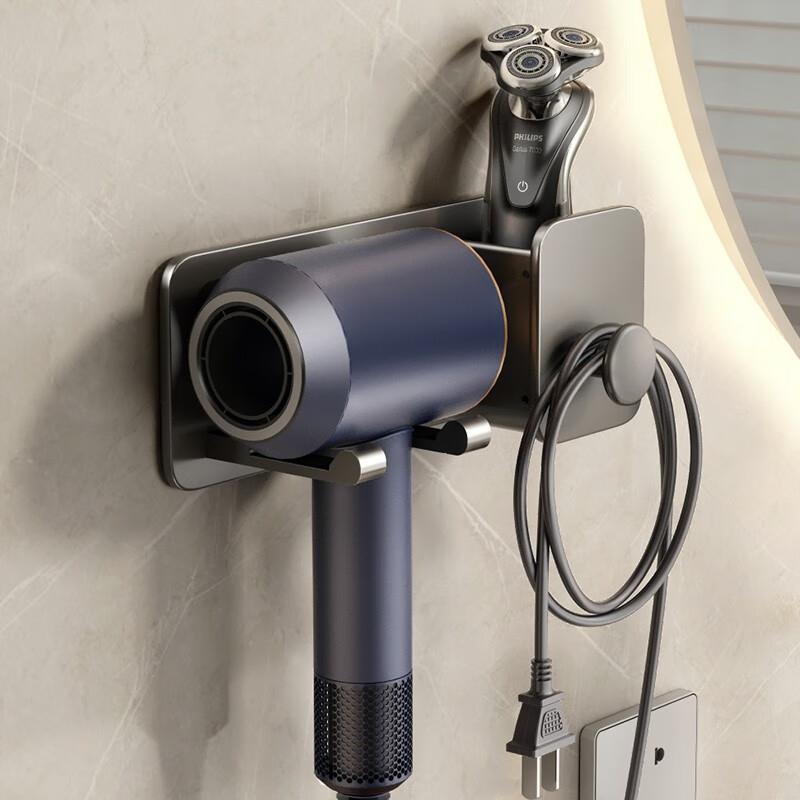 天地鱼吹风机置物架免打孔卫生间壁挂式徕芬电吹风支架浴室风筒收