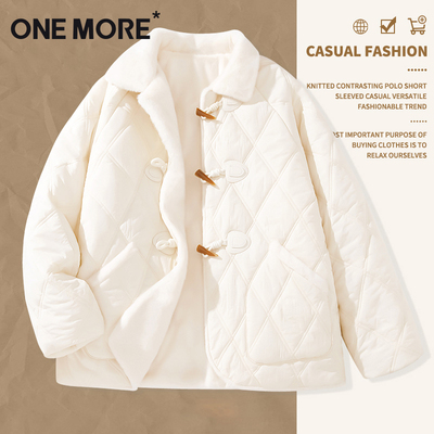 onemore小香风牛角扣棉服女加厚