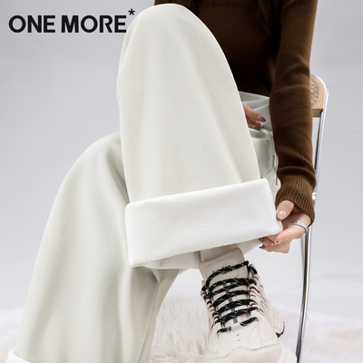 onemore加绒裤子女款宽松工装裤