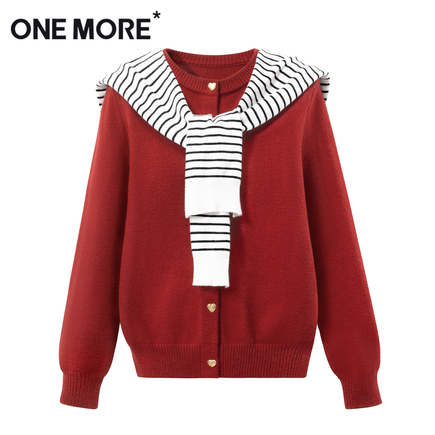 onemore披肩针织衫女条纹设计感