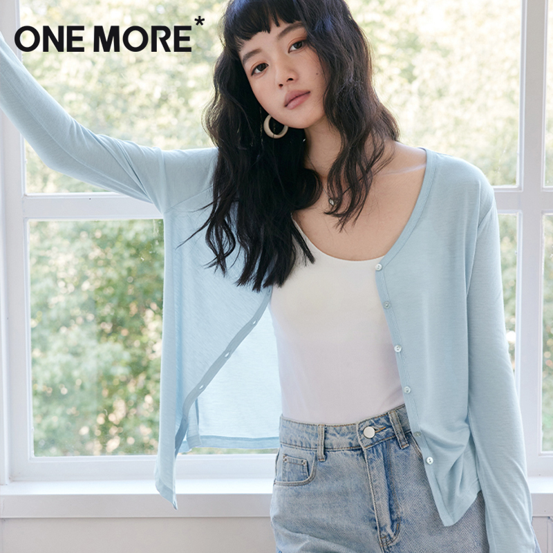 onemore文墨天丝针织开衫外套女