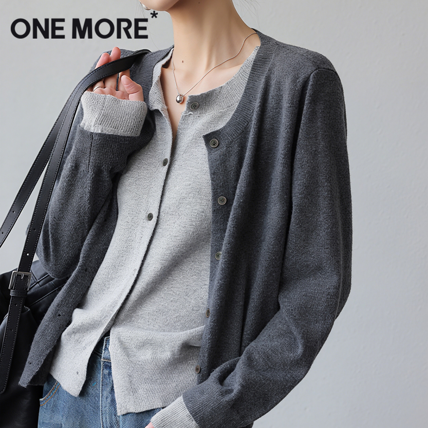 onemore针织毛衣开衫女慵懒上衣