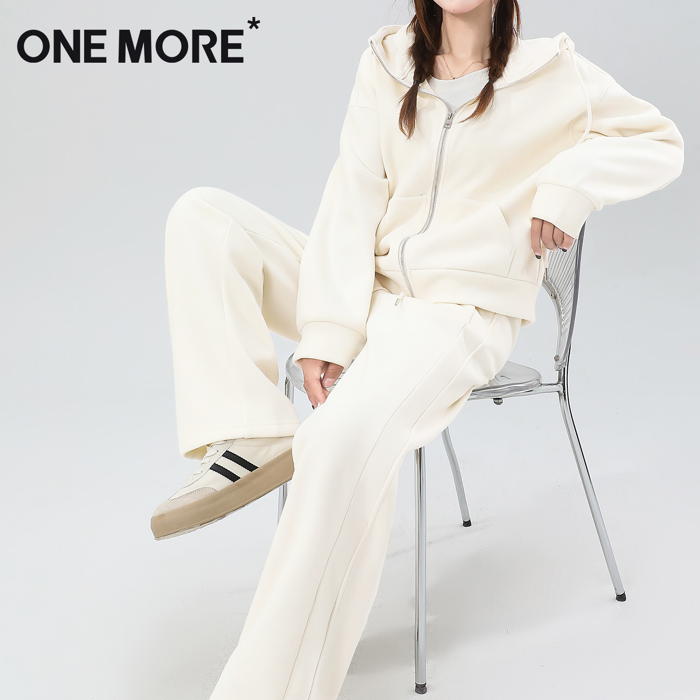 onemore加绒卫衣套装女深冬穿搭