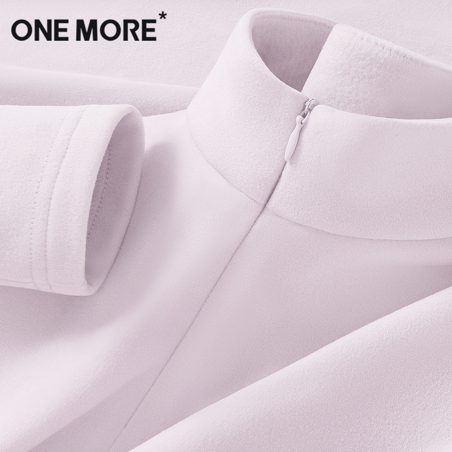 onemore浅紫色打底衫女半拉链