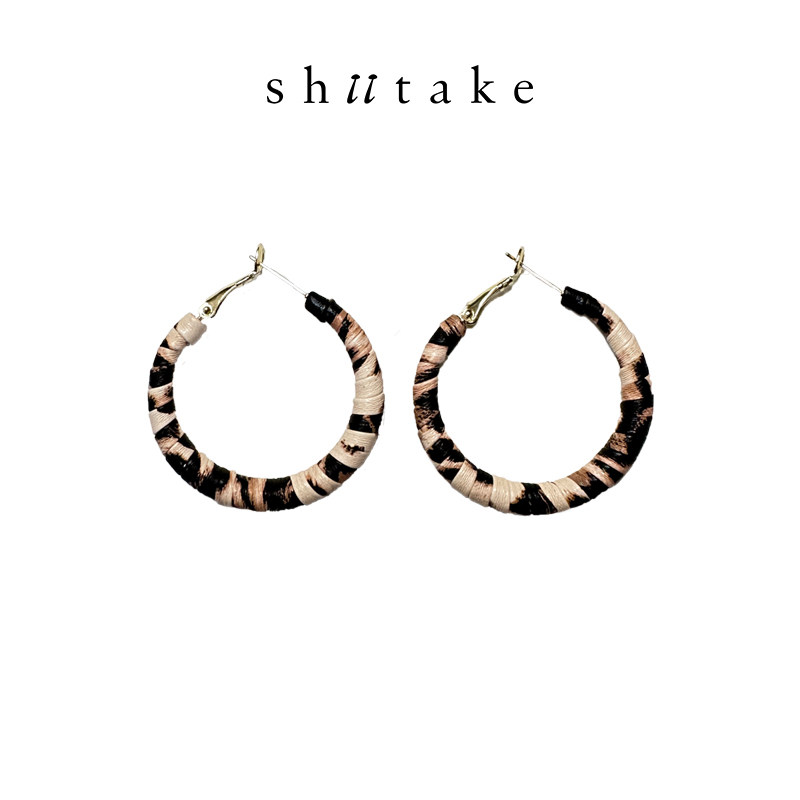 Shiitake 【王玉雯同款】复古藤曼缠绕编织圆环耳钉