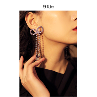 Shiitake 诗塔克蝴蝶结水滴尾耳环高级感轻奢
