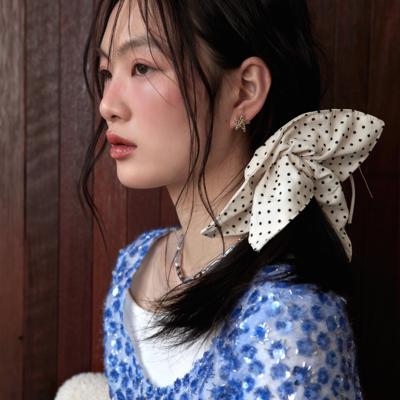 Shiitake【沈月同款】韩系慵懒风复古波点蕾丝装饰方形发圈