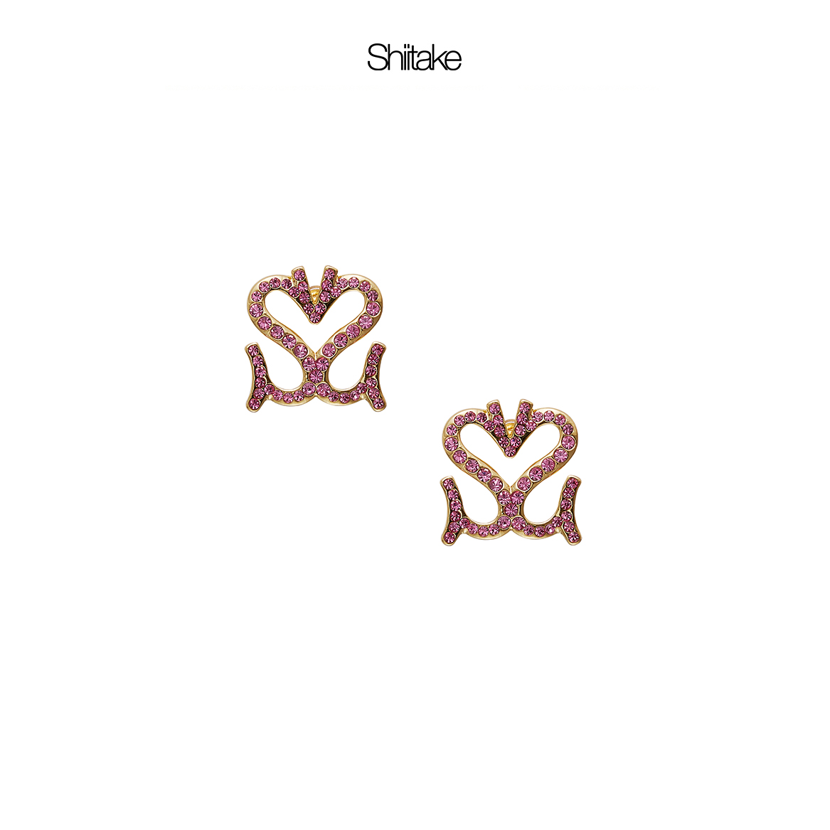 合作款经典logo粉钻耳夹简约耳钉