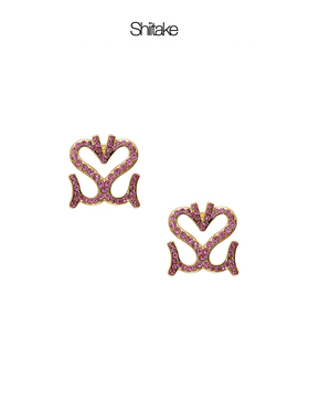 Shiitake x SULTRY VIRGIN 合作款经典LOGO粉钻耳钉耳夹简约