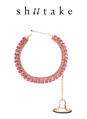 Sultry Virgin x Shiitake金色多层钻链挂坠短项链小众设计感高级