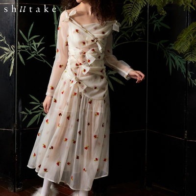 shiitake原创白底提花胸前绑带