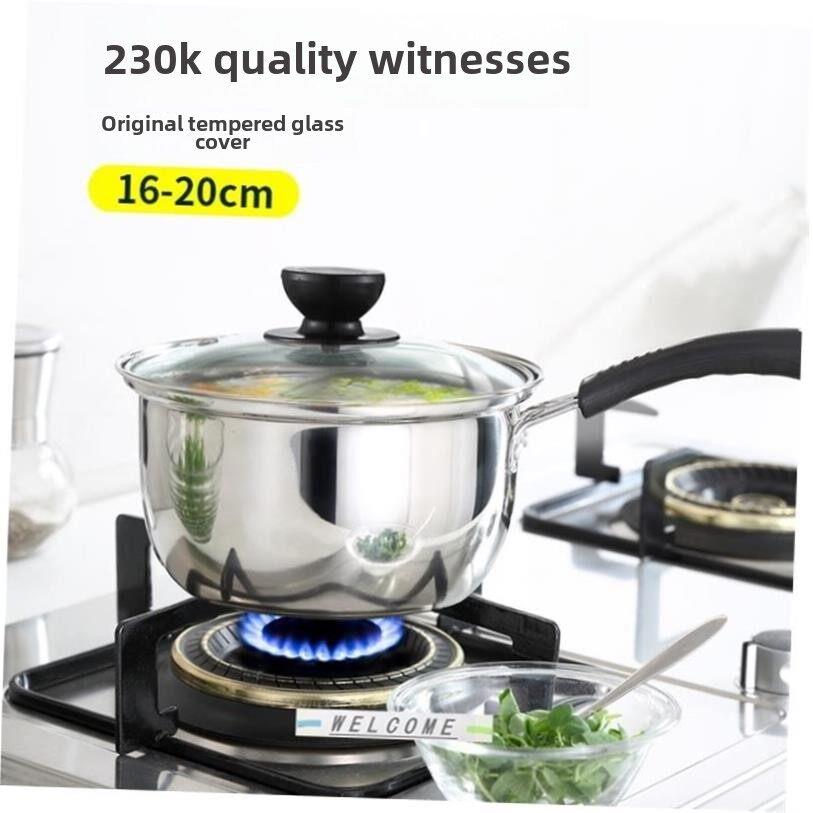 18/20CM Stainless Steel Pot Soup Milk Saucepan Cooking Pan - 实物图