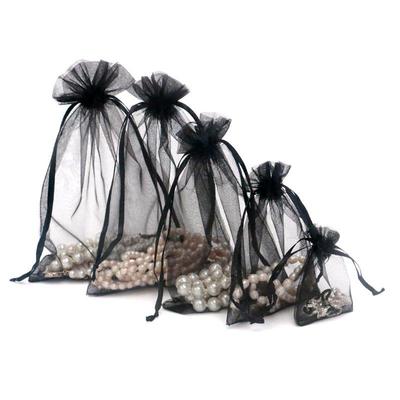 50Pcs/lot Organza Bag Jewelry Tulle Drawstring Bag For Weddi