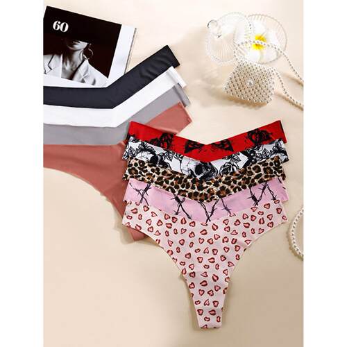 Seamless Thongs for Women Silky Bikini Underwear Panties