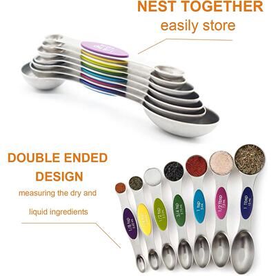 Magnetic Measuring Spoons Set Dual Sided Teaspoon Tablespoon