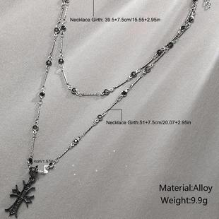 Cross necklace for men women十字架双层项炼时尚嘻哈男女饰品
