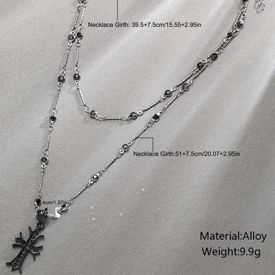 Cross necklace for men women十字架双层项炼时尚嘻哈男女饰品