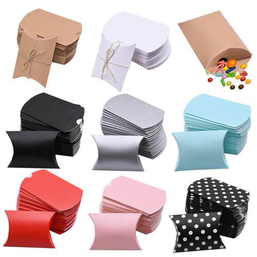 10/20/30Pcs Pillow Candy Box Kraft Paper Christmas Gift