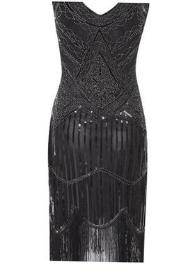Flapper Dress 20s Sequin Beaded Fringed Great Gatsby Dress
