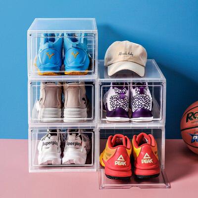 Flip drawer shoe storage box transparent dustproof plastic