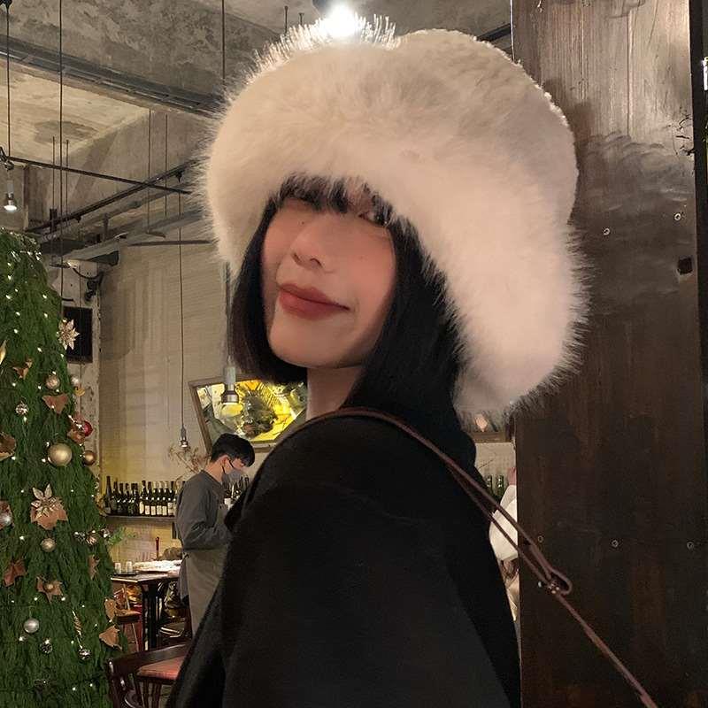 White Fluffy Hat Women