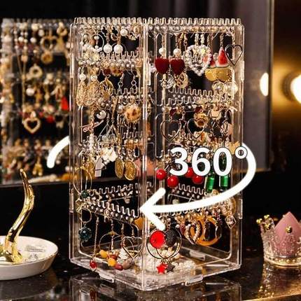 Rotate display earring rack jewelry storage box首饰盒90后