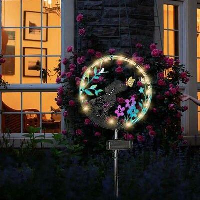 Solar Garden Lights Dog Butterfly Projection Design Yard