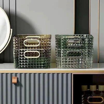 Transparent Cosmetics Storage Box Dustproof with Handle