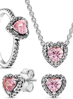 正宗925纯银提升心脏耳环戒指Ne