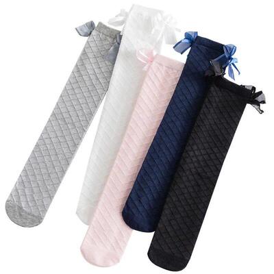 Knee High Girls Socks for Kids Children Golf Cotton Bow Long