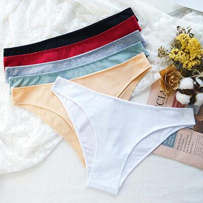 3Pcs Women Cotton Panties Comfortable Underwear Solid Low Wa