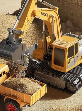 Alloy Remote Control Excavator Toy Car with Lights Sound Eff