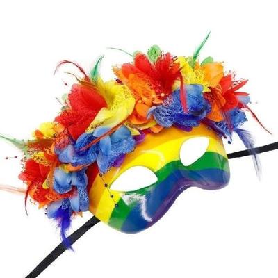 Rainbow Half Face Masquerade Mask, Mardi Gras, Halloween